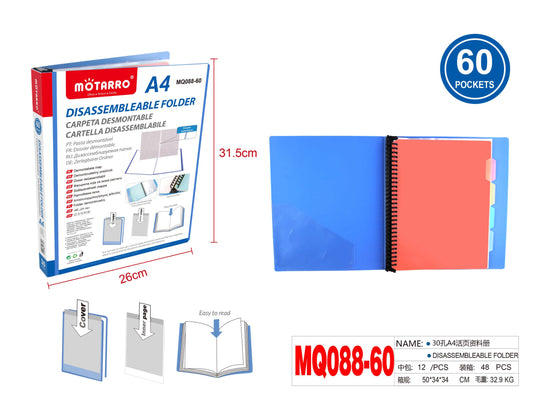 CARPETA DESMONTABLE A4 60 HOJAS