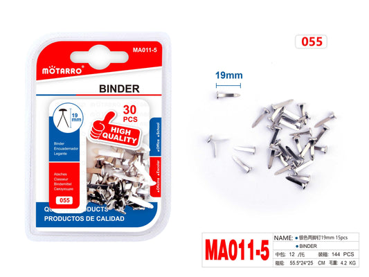 ENCUADERNADOR PLATEADO 19mm 30pcs