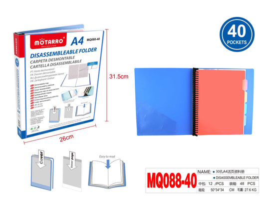 CARPETA DESMONTABLE A4 40 HOJAS