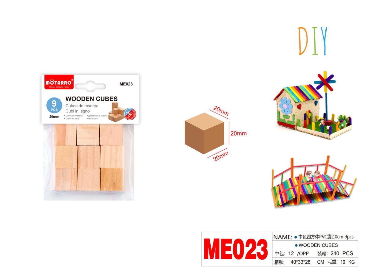CUBOS DE MADERA 2.0CM 9PCS