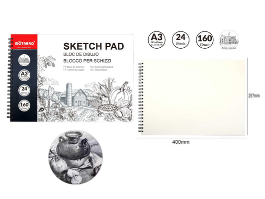 BLOC DE DIBUJO A3 CON ESPIRAL 160GR 24HOJAS