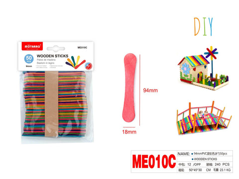PALOS DE MADERA 94mm 50PCS COLOR