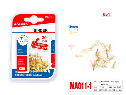 ENCUADERNADOR DORADO 19mm 30pcs