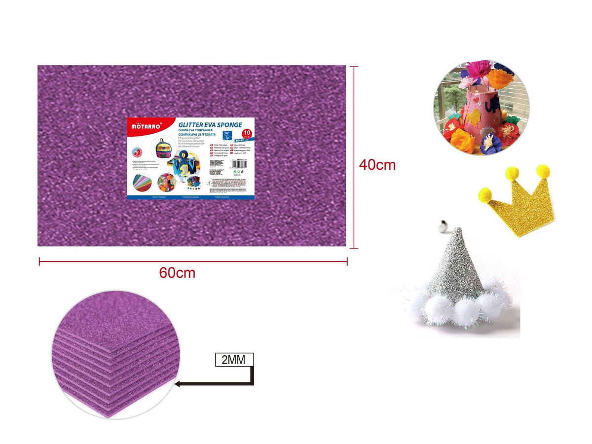 GOMA EVA CON PURPURINA 40*60CM 2MM VIOLETA CLARO