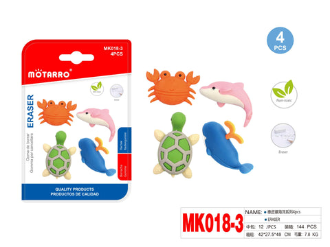 GOMAS DE BORRAR ANIMALES AGUA 4PCS