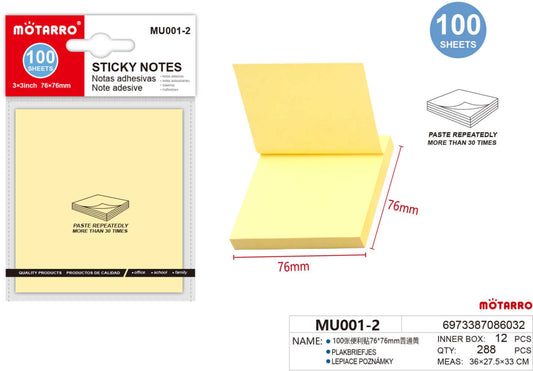 NOTAS ADHESIVA 76*76mm 100H