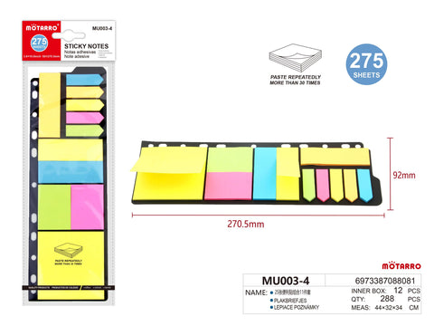 JUEGO DE 11 NOTAS ADHESIVA