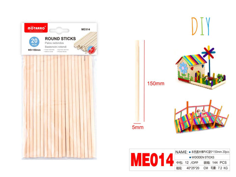 PALOS REDONDOS DE MADERA 150X5MM 20PCS