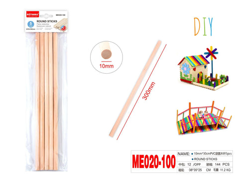 PALOS MADERA REDONDO 300X10MM 5PCS