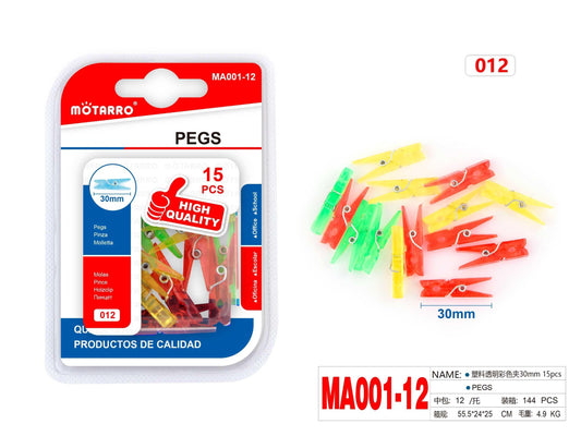 PINZAS DE PLASTICO 30mm 15pcs