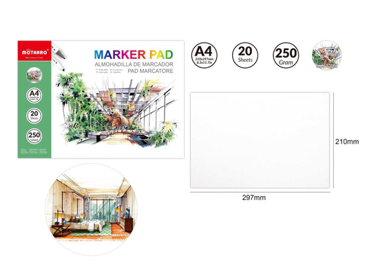 BLOC DE DIBUJO MARKER PAD A4 250GR 20HOJAS