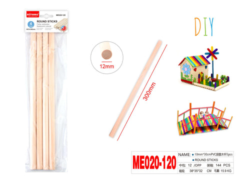 PALOS DE MADERA REDONDO 12MM*30CM 4PCS