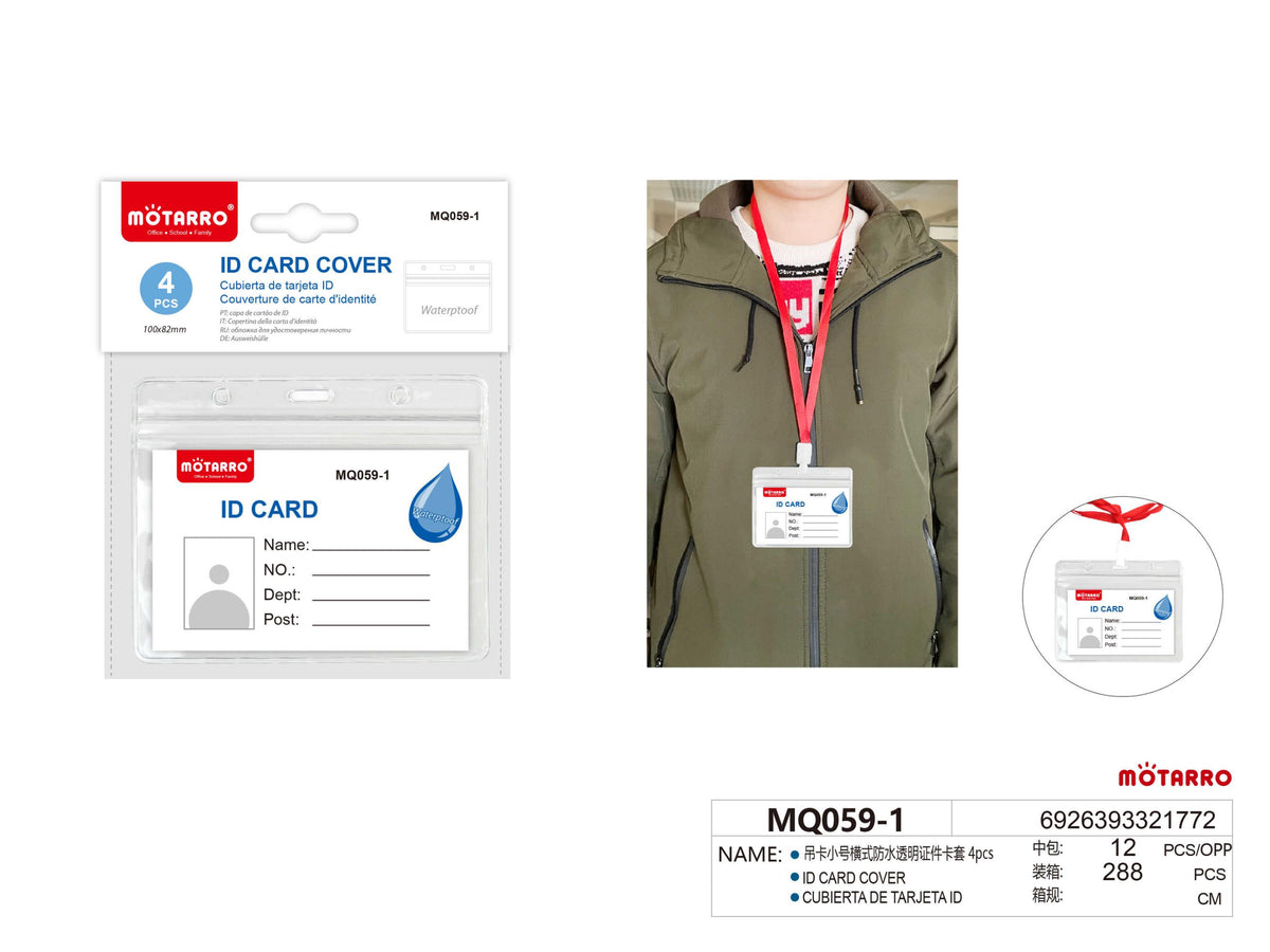 CUBIERTA DE TARJETA ID TRASPARENDE 4pcs