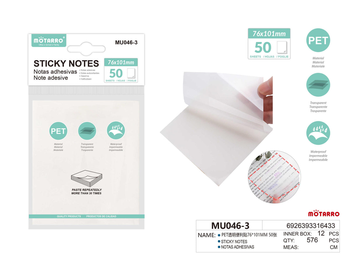 NOTA ADHSEVAS TRANSPARENTE 76*101MM 50H