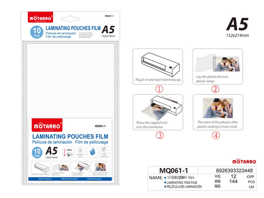 LAMINAS PLASTIFICA A5 10PCS