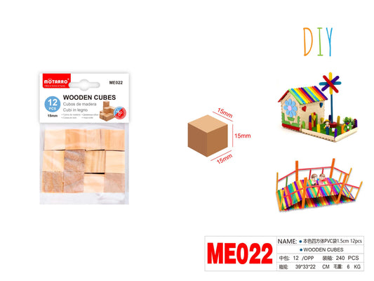 CUBOS DE MADERA 1.5CM 12PCS