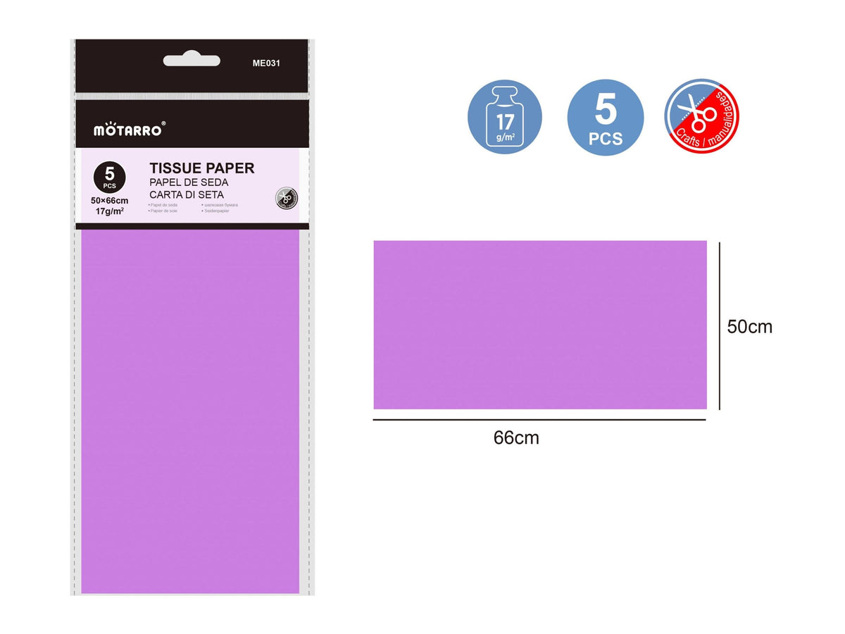 PAPEL DE SEDA VIOLETA CLARO 5PCS 66X50CM