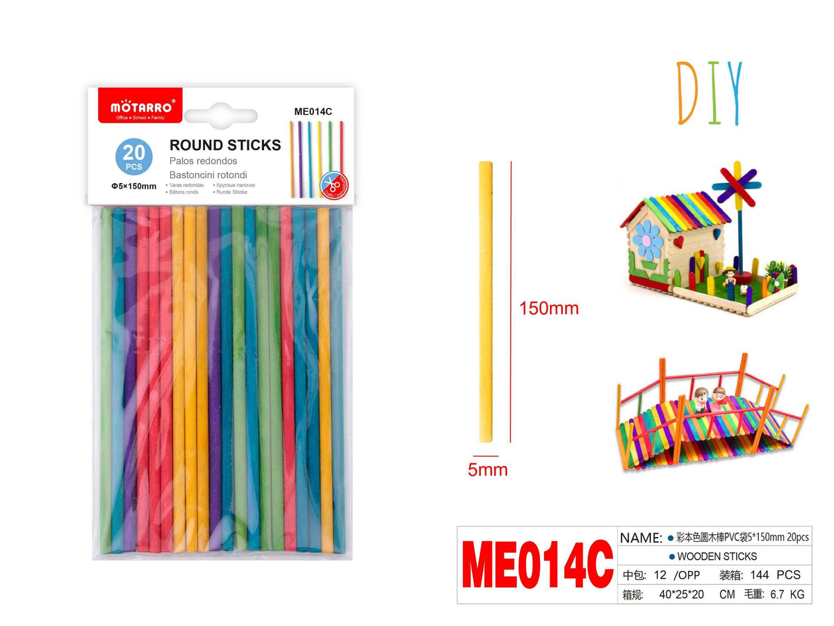 PALOS REDONDOS DE MADERA 150X5 20PCS