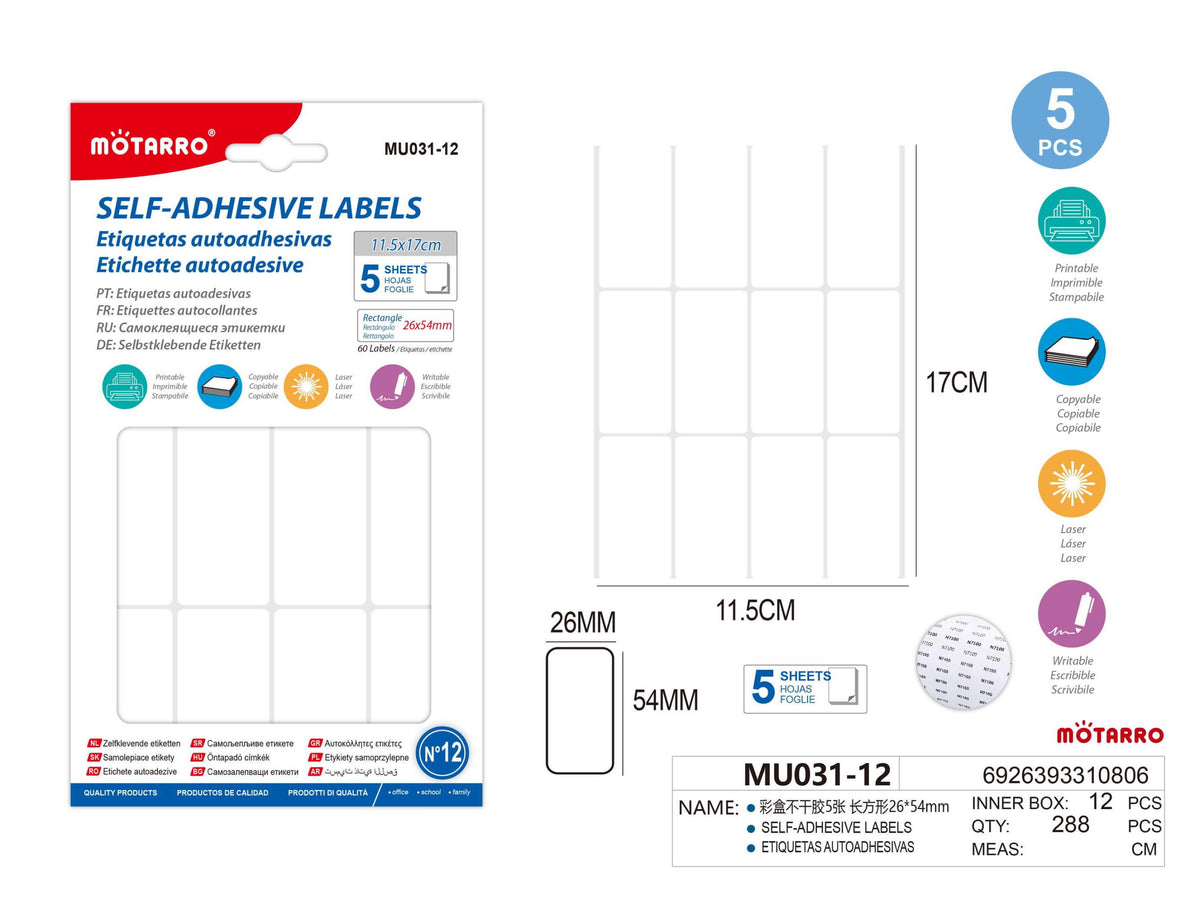 ETIQUETAS AUTOADHESIVAS 25*54mm 5H