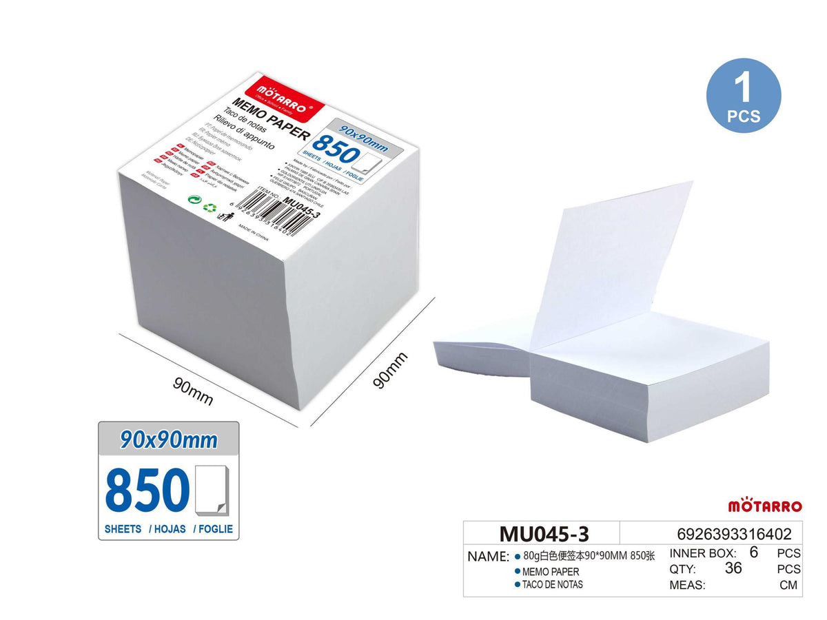 TACO DE NOTAS 80g 90*90MM 850H