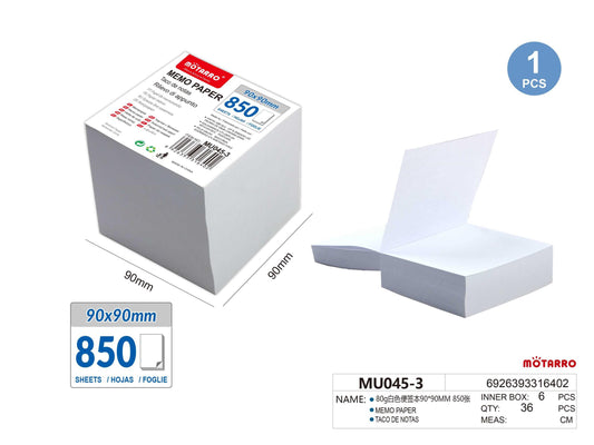 TACO DE NOTAS 80g 90*90MM 850H