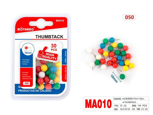 CHINCHETAS COLORES 10mm 30pcs