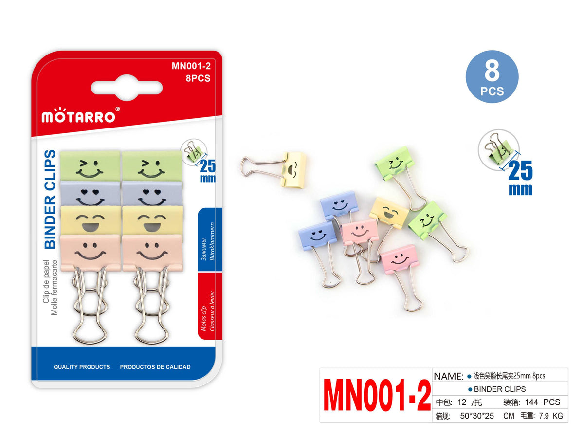 CLIPS DE PAPEL CON CARA 25MM 8PCS