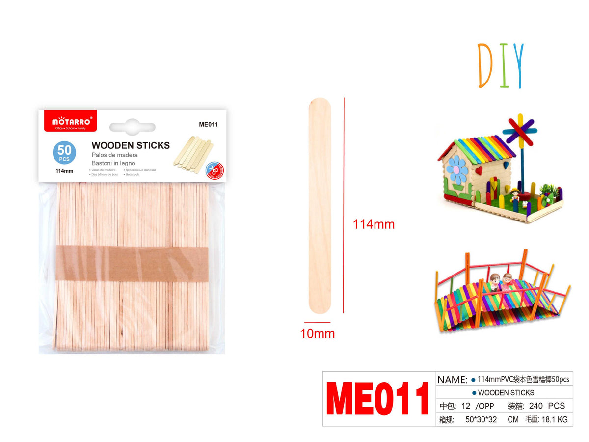 PALOS DE MADERA 114X10MM 50PCS