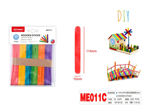 PALOS DE MADERA 114mm 50PCS COLOR