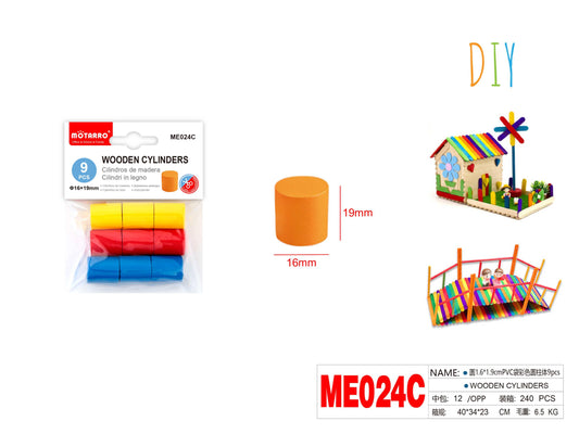 CILINDROS DE MADERA 1.6*1.9CM 9PCS COLOR