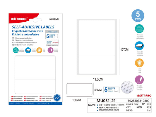 ETIQUETAS AUTOADHESIVAS 53*100mm 5H