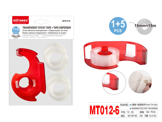 DISPENSADOR DE CINTA+5 CINTAS TRANSPARENTE