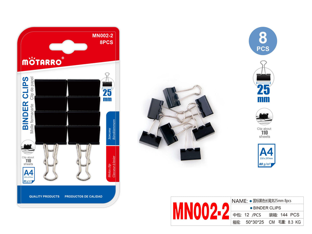 CLIP DE PAPEL NEGRO 25mm 8pcs