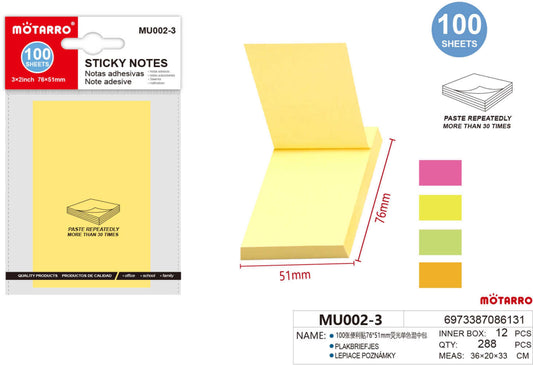 NOTAS ADHESIVA 76*51mm 100H