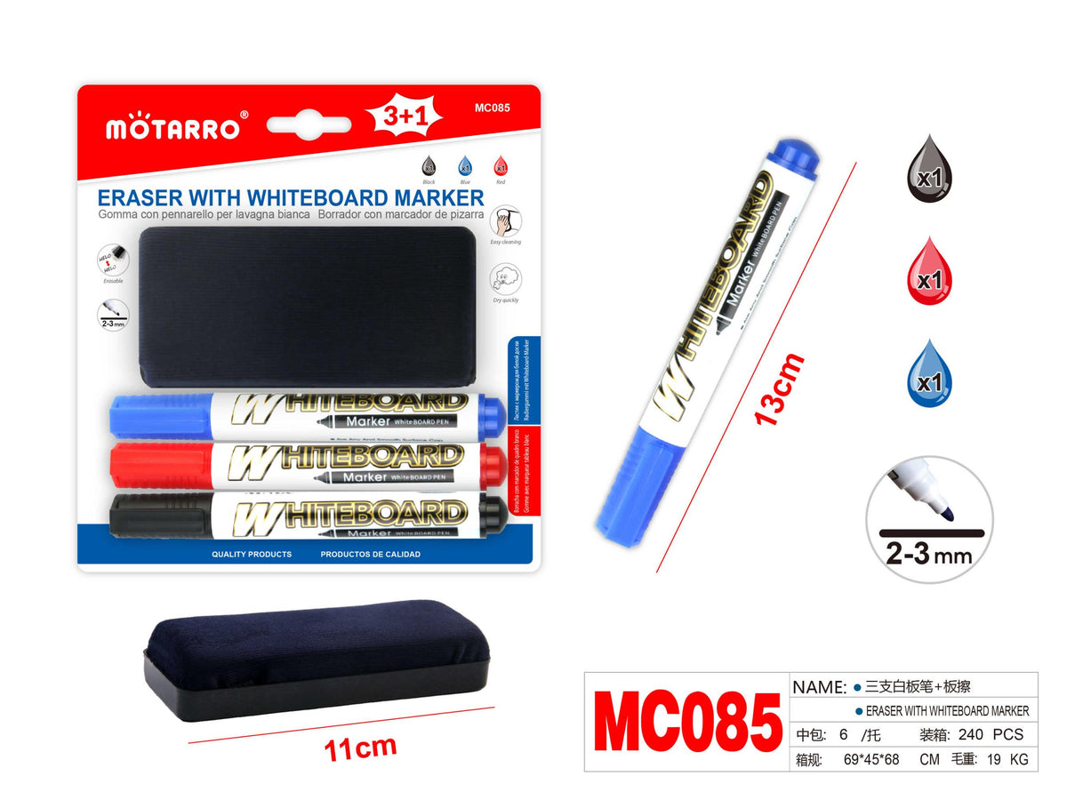 MARCADOR PIZARRA 3PCS +BORRADOR