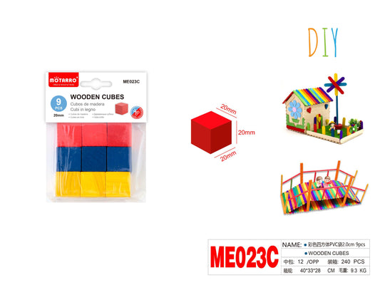 CUBOS DE MADERA 2.0CM 9PCS COLOR