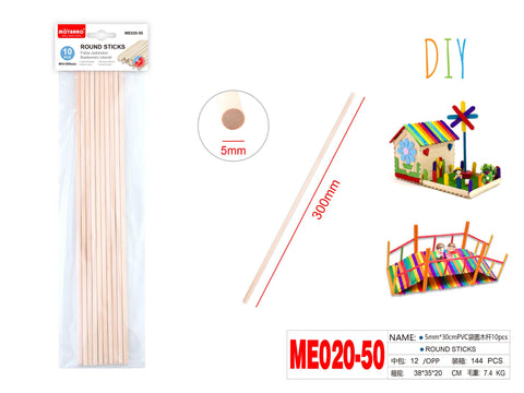 PALOS MADERA REDONDO 300X5MM 10PCS