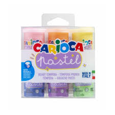 Carioca Botes de Témpera Pastel | 6 colores x 25 ml |Colores superlavables y se mezclan entre ellos | Se Aplica sobre Material Porosos