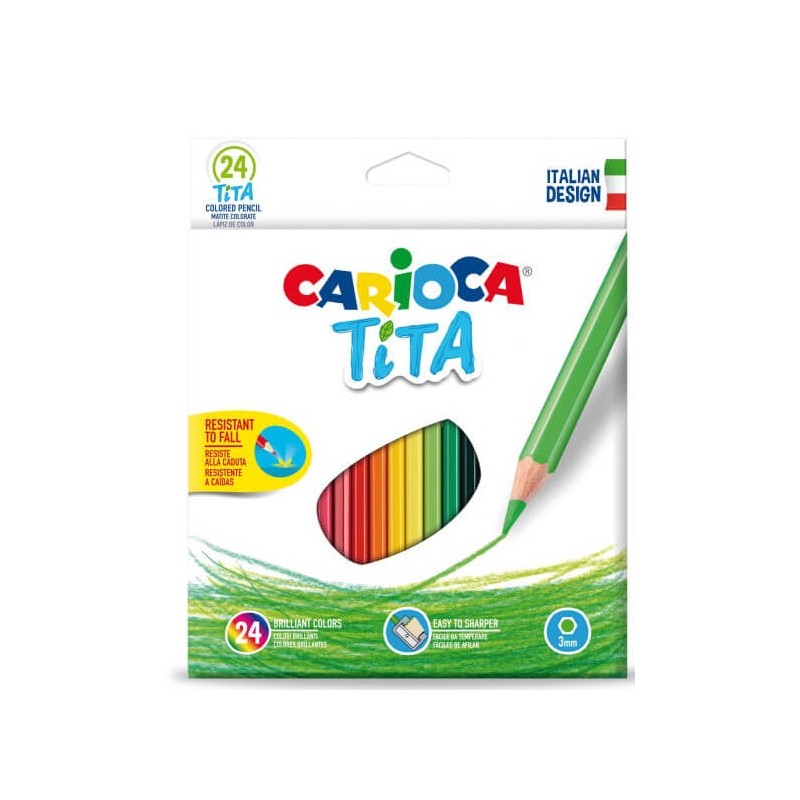 Lapices de colores carioca tita hexagonal caja de 24 unidades colores surtidos