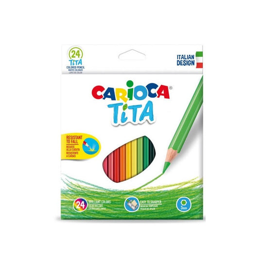 Lapices de colores carioca tita hexagonal caja de 24 unidades colores surtidos