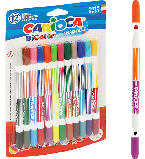 ROTULADORES CARIOCA BICOLOR x 12 DOBLE PUNTA