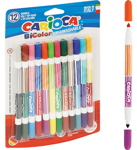 ROTULADORES CARIOCA BICOLOR x 12 DOBLE PUNTA